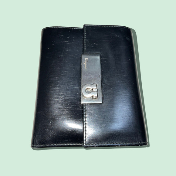 Salvatore Ferragamo  Black Patent Leather Bifold Wallet. - Picture 3 of 12